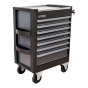 STIER Werkstattwagen Premium, Edelstahl, Soft-Close, Anhängefächer, 7 Schubl. 500x700x990