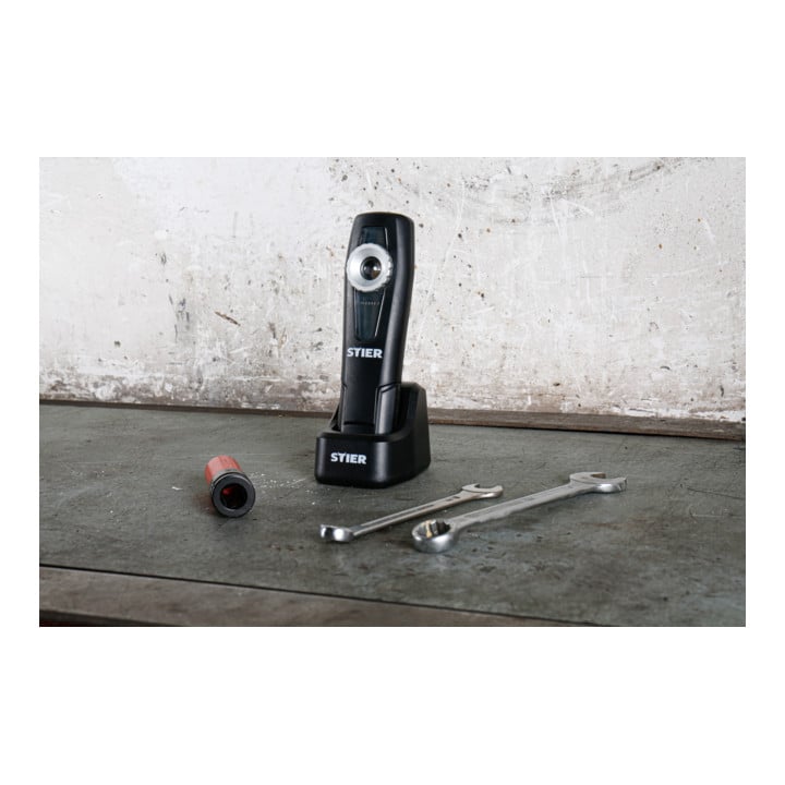 STIER Wireless Akku-LED-Werkstattleuchte, 350 Lumen, mit Ladestation