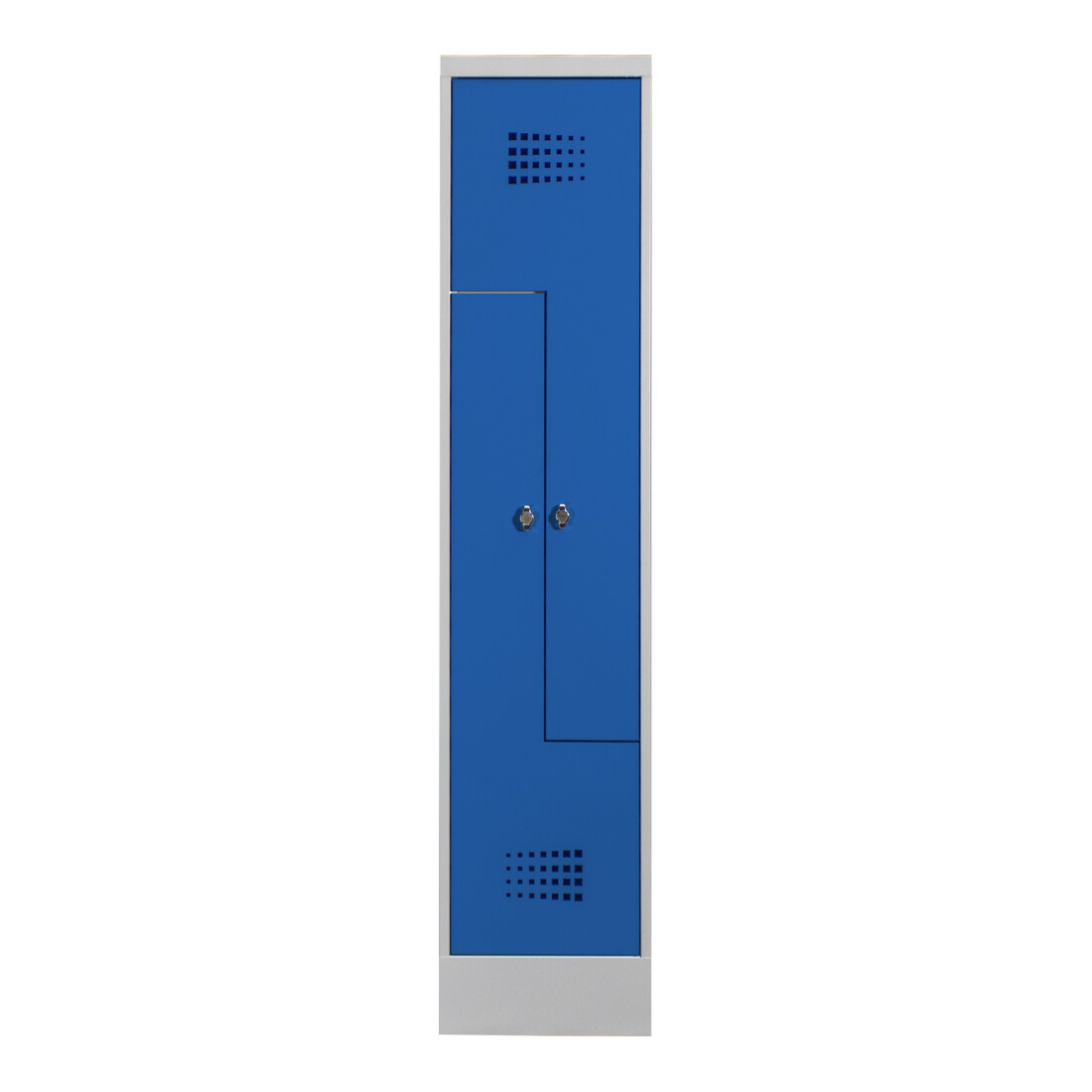 STIER Z-Garderobenspind Premium mit Sockel 2 Abteile Drehriegel lichtgrau/enzianblau