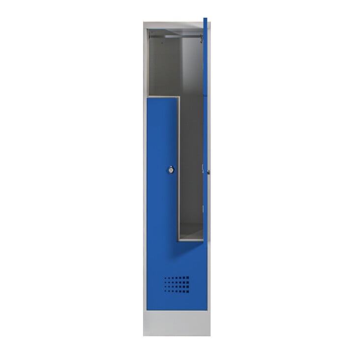 STIER Z-Garderobenspind Premium mit Sockel 2 Abteile Drehriegel lichtgrau/enzianblau