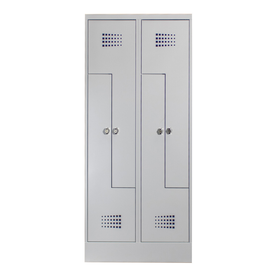 STIER Z-Garderobenspind Premium mit Sockel 4 Abteile Drehriegel lichtgrau