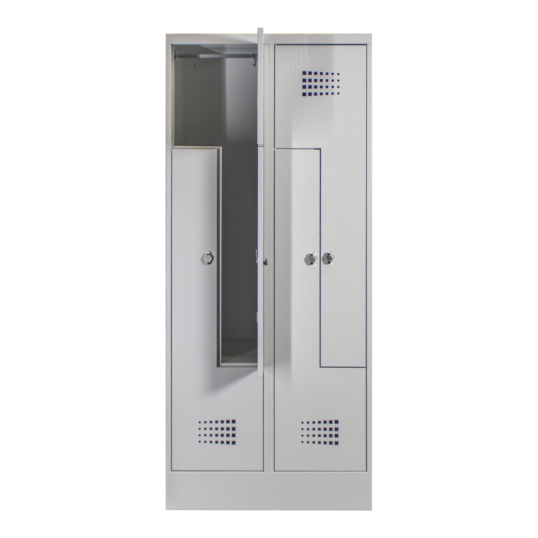 STIER Z-Garderobenspind Premium mit Sockel 4 Abteile Drehriegel lichtgrau