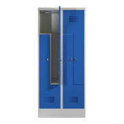 STIER Z-Garderobenspind Premium mit Sockel 4 Abteile Drehriegel lichtgrau/enzianblau-3
