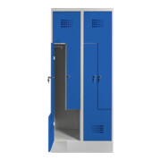 STIER Z-Garderobenspind Premium mit Sockel 4 Abteile Zylinderschloss lichtgrau/enzianblau-3