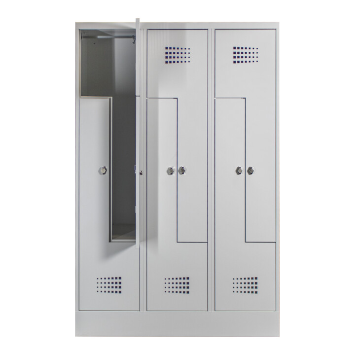 STIER Z-Garderobenspind Premium mit Sockel 6 Abteile Drehriegel lichtgrau