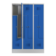 STIER Z-Garderobenspind Premium mit Sockel 6 Abteile Drehriegel lichtgrau/enzianblau-3