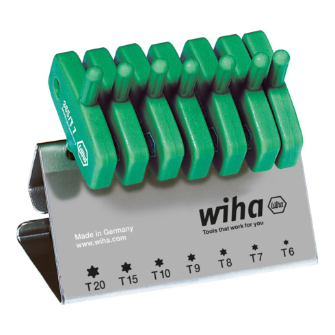 Stiftschlüssel mit Schlüsselgriff Set TX 7-tlg. schwarzoxidiert im Werkbankständer (25624)