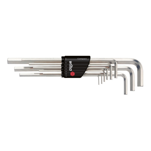 Stiftschlüssel Set im Compact Halter Sechskant 9-tlg. glanzvernickelt (01222)