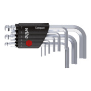 Stiftschlüssel Set im Compact Halter Sechskant-Kugelkopf 9-tlg. kurz, mattverchromt (40410)