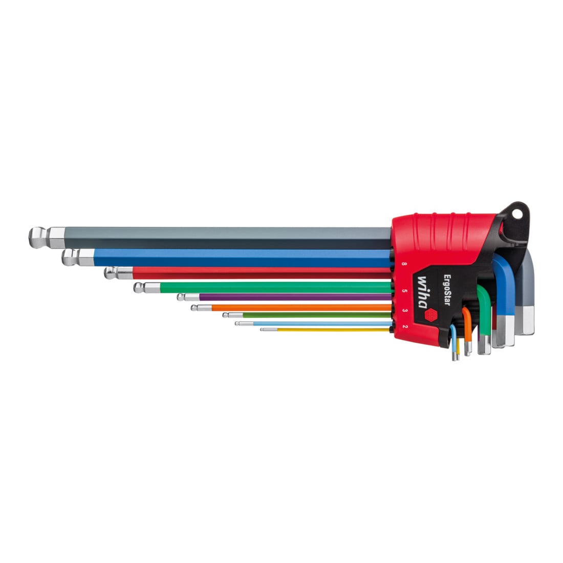 Stiftschlüssel Set im ErgoStar Halter Sechskant-Kugelkopf 9-tlg. farbig leuchtend (41483)
