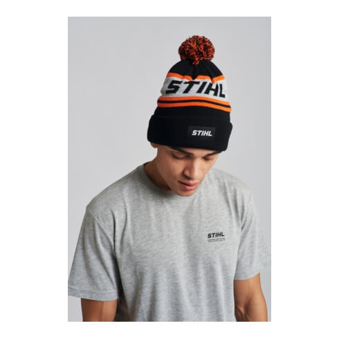 STIHL Mütze POMPON 24 Schwarz/Orange/Grau