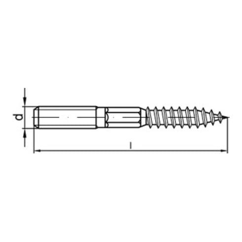 Stockschraube Edelstahl Typ 23 E mit metrischem und Holzschraubengewinde