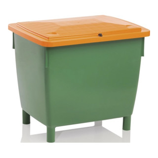 Streugutbehälter 400l 1000x700x850mm o.Entnahmerutsche Ku. grün/orange