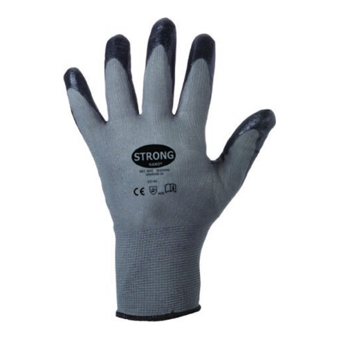 stronghand Gant en tricot fin Datong, nitrile, taille 10, gris