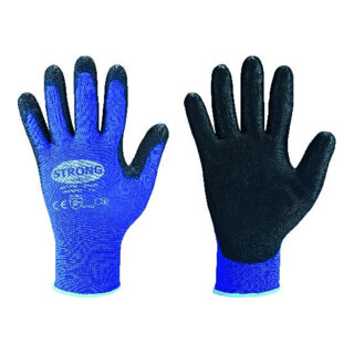 stronghand Gants en tricot fin Lintao PU, bleu, taille 9