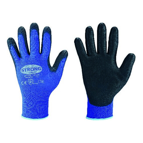 stronghand Gants en tricot fin Lintao PU, bleu, taille 9