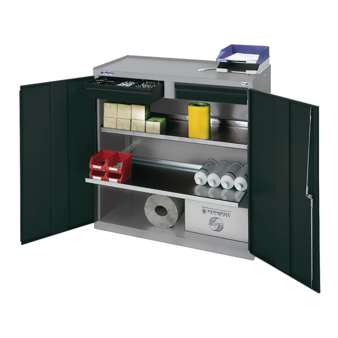 STUMPF Armoire à outils / d'appoint H1000×I1000×P500mm 1 tiroir 2 portes gris/bleu