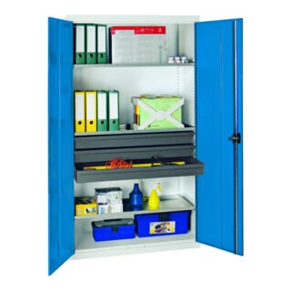 Stumpf Armoire à portes battantes en métal Hauteur 90 cm 2 étagères gris clair bleu gentiane
