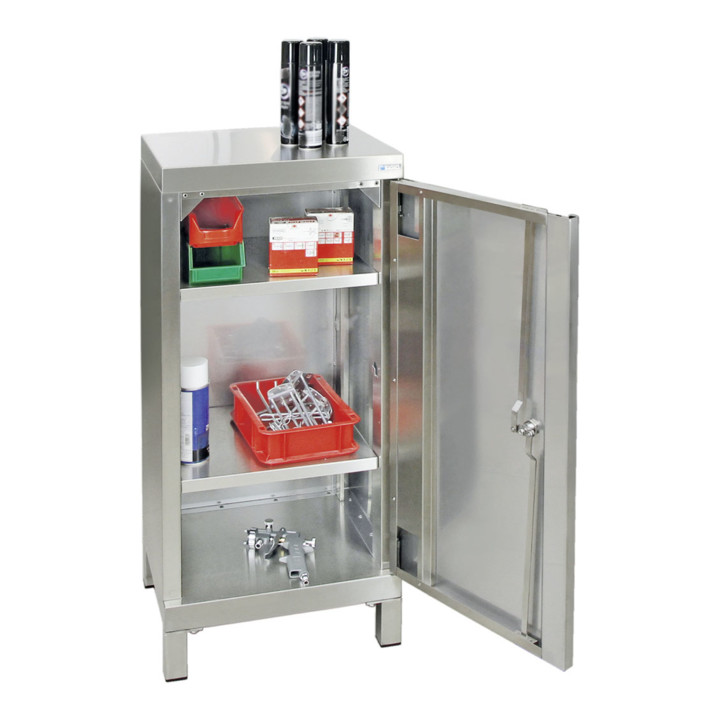 Stumpf Edelstahl-Aufbewahrungsschrank Cabinox, 1000x450x400mm, 2 Fachböden, Sockelfüße
