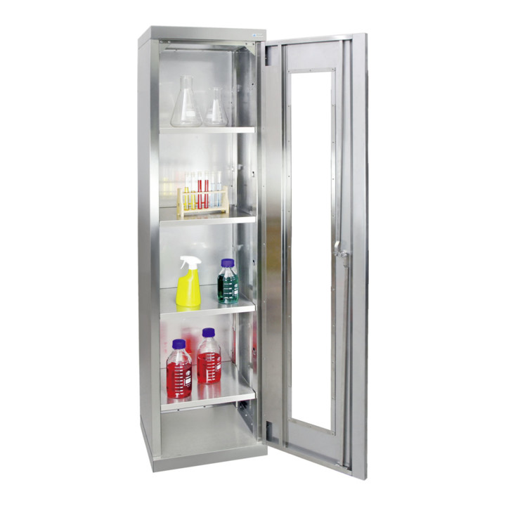 Stumpf Edelstahl-Sichtfensterschrank Cabinox, 1800x450x400mm, 4 Fachböden