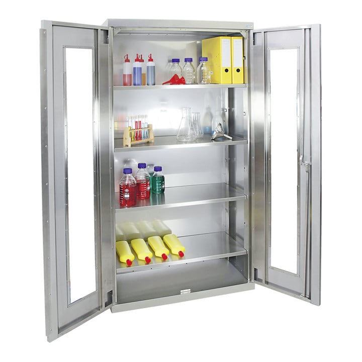Stumpf Edelstahl-Sichtfensterschrank Cabinox, 1800x900x400mm, 4 Fachböden