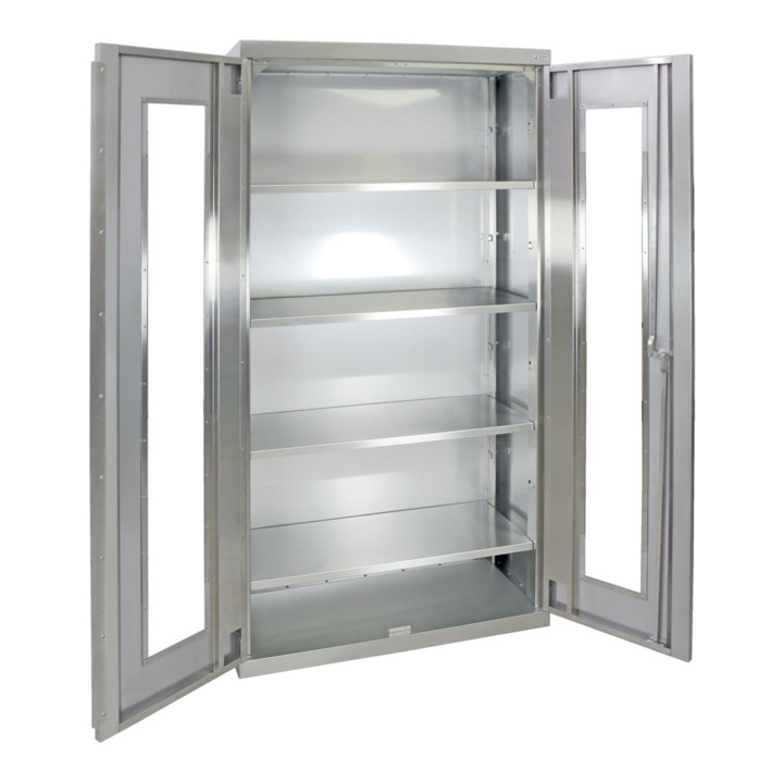 Stumpf Edelstahl-Sichtfensterschrank Cabinox, 1800x900x400mm, 4 Fachböden