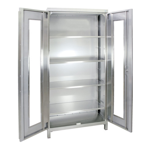 Stumpf Edelstahl-Sichtfensterschrank Cabinox, 1900x900x400mm, 4 Fachböden, Sockelfüße