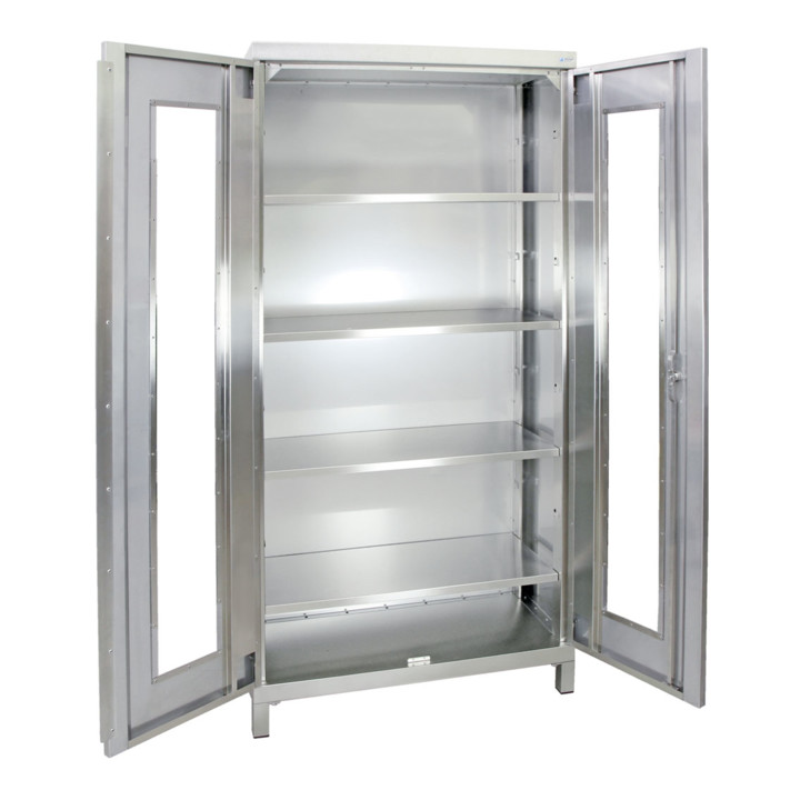 Stumpf Edelstahl-Sichtfensterschrank Cabinox, 1900x900x400mm, 4 Fachböden, Sockelfüße