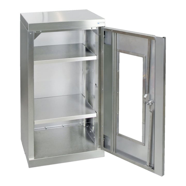 Stumpf Edelstahl-Sichtfensterschrank Cabinox, 900x450x400mm, 2 Fachböden