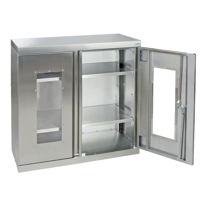 Stumpf Edelstahl-Sichtfensterschrank Cabinox, 900x900x400mm, 2 Fachböden