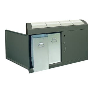 Stumpf Métal Bac de tri 4 compartiments 4x45 litres moka Clapets à battants inox