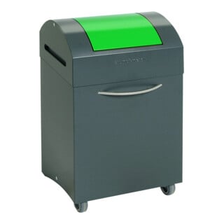 Stumpf Métal Collecteur de déchets 45 litres anthracite avec couvercle battant vert circulation roulettes avant