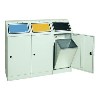 Stumpf Métal Collecteur de déchets lot de 3 3x45 litres gris clair fixation murale