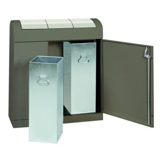 Stumpf Métal Tri des déchets collecteur 3 compartiments 3x45 litres moka clapets à battants en acier inoxydable