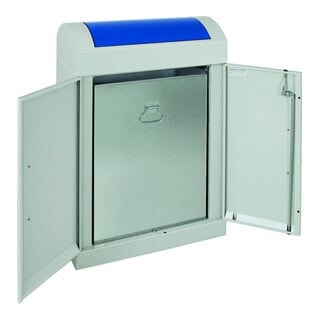 Stumpf Metall Abfallsammler 90 Liter lichtgrau blau