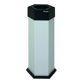 Stumpf Metall Abfallsammler retro-modern sechseckig 45 Liter lichtgrau