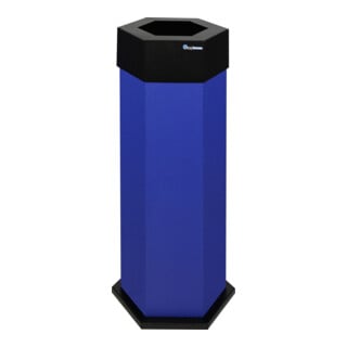 Stumpf Metall Abfallsammler retro-modern sechseckig 45 Liter ultramarinblau-metallic