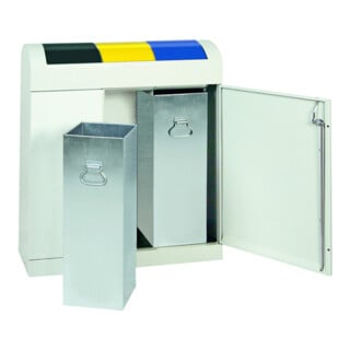 Stumpf Metall Abfalltrennung 3-fach-Sammler 3x45 Liter lichtgrau anthrazit blau gelb