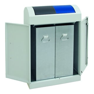 Stumpf Metall Abfalltrennung Doppelsammler 2x45 Liter lichtgrau anthrazit blau