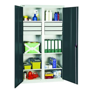 Stumpf Metall Armoire à tiroirs 100 cm 12 tiroirs gris clair gris anthracite