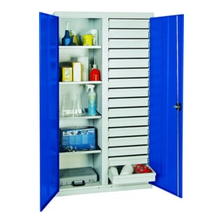 Stumpf Metall Armoire à tiroirs 100 cm 16 tiroirs gris clair bleu clair