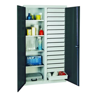 Stumpf Metall Armoire à tiroirs 100 cm 16 tiroirs gris clair gris anthracite