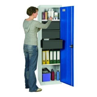 Stumpf Metall Armoire à tiroirs 150 cm 21 tiroirs gris clair gris anthracite