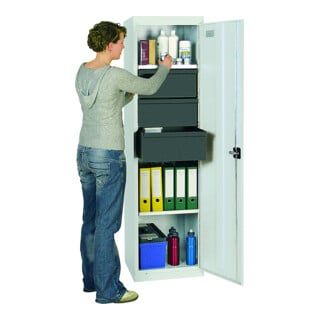 Stumpf Metall Armoire à tiroirs 150 cm 24 tiroirs gris clair bleu clair