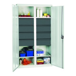 Stumpf Metall Armoire à tiroirs 50 cm 7 tiroirs glissières télescopiques 75 kg gris clair gris anthracite