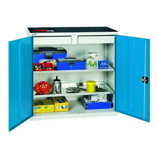 Stumpf Metall Armoire à tiroirs colonne 180 cm 15 tiroirs gris clair bleu clair
