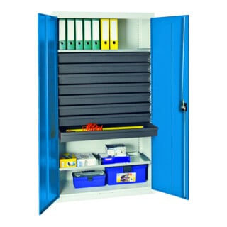 Stumpf Metall Armoire à tiroirs colonne Hauteur 180 cm 13 tiroirs gris clair/bleu clair