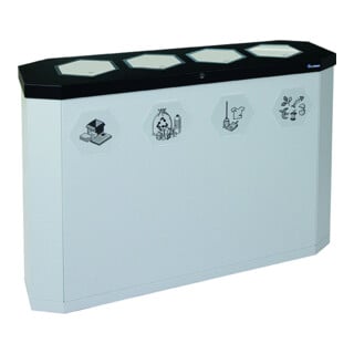 Stumpf Metall Recycling-Station 4fach 4 x 45 Liter lichtgrau Edelstahlklappen