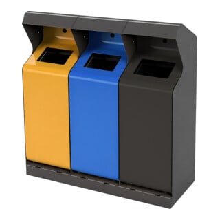 Stumpf Metall Sammelstation WasteVision CityCore 3 x 50 Liter blau gelb graualu