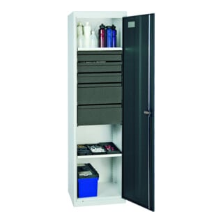 Stumpf Metall Schubladenschrank 150cm 18 Schubladen 75kg Teleskopauszüge lichtgrau anthrazitgrau